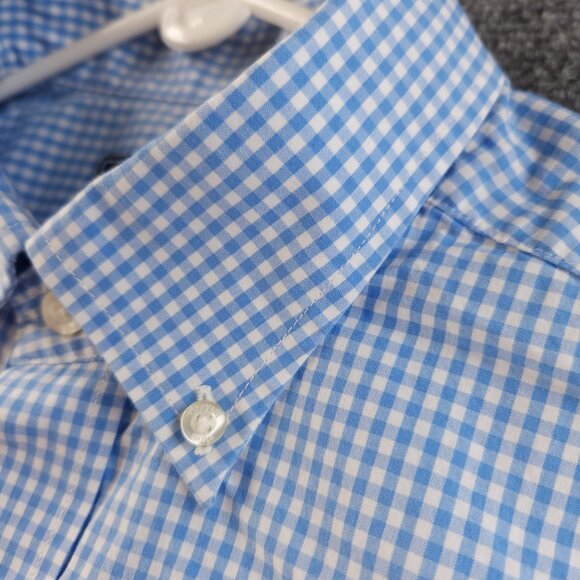 Vineyard Vines Check Whale Button-Down Large Cotton Blue Casual Long Sleeve Men - Picture 9 of 16